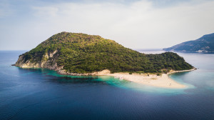 Aerial view of the Turtle Island in Zakynthos, Greece